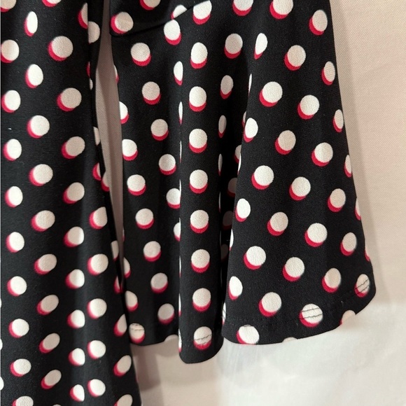 Tommy Hilfiger Women Polka Dot Bell Sleeve Sheath Midi Dress Black White Size 2 - Picture 3 of 11